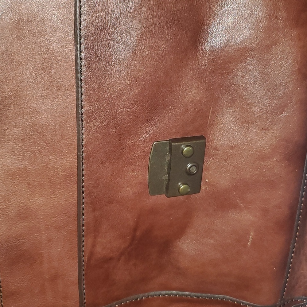 Fossil Leather Briefcase Guc Nice Brown Color - image 8